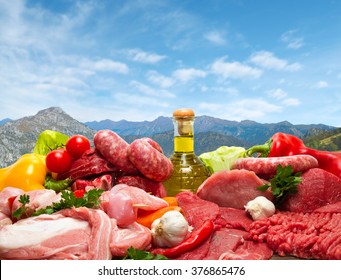 Fresh Butcher Cut Meat Assortment Garnished