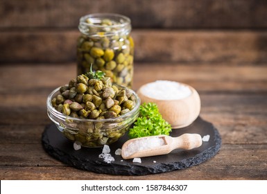 Fresh Caper In The Glass Bowl