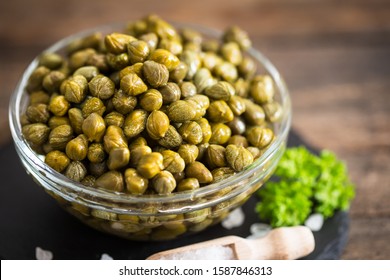 Fresh Caper In The Glass Bowl