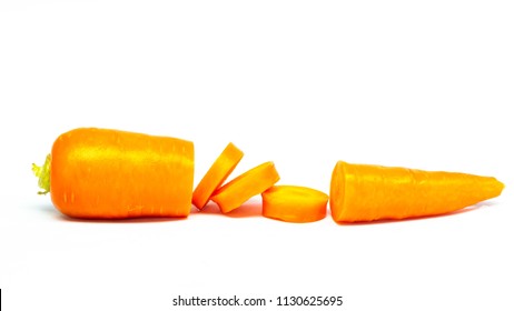 Fresh carrot slice isolated on white background