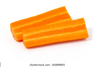 Fresh Carrot Sticks  Isolated On White Background