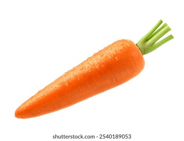 Fresh Carrot with water droplets isolated on white background. Clipping path.