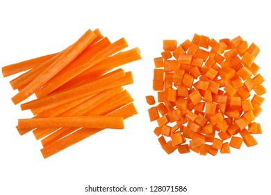 Fresh Carrots, Diced And Carrot Sticks