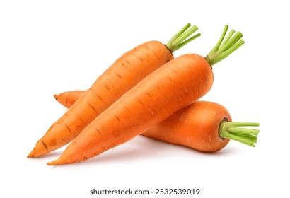 Fresh Carrots isolated on white background. Clipping path.