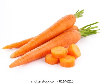 fresh carrots isolated on white background - Shutterstock ID 81146215