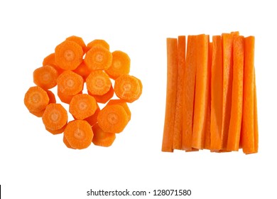 Fresh Carrots, Sliced And Carrot Sticks