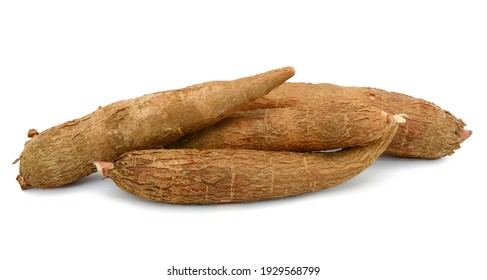Fresh Cassava root isolated on a white background