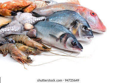 Fresh Catch Of Fish And Other Seafood