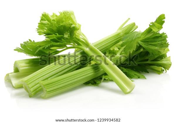 Fresh Celery Stalks Isolated On White Stock Photo (Edit Now) 1239934582