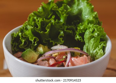 Fresh Ceviche Dish With Toast