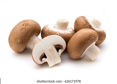 Fresh champignon mushrooms isolated on white. - Shutterstock ID 626171978