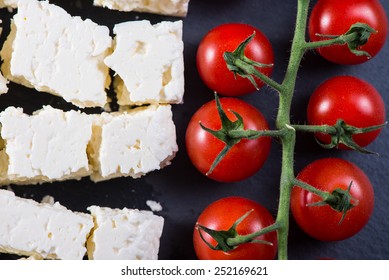 Fresh Cheery Tomatoes And Feta Cheese