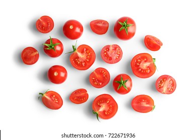 Fresh cherry tomatoes on white background - Shutterstock ID 722671936
