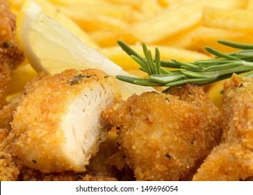 Fresh Chicken Nugget With Rosemary, Lemon And Fries