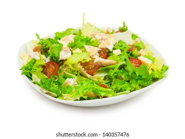 Fresh Chicken Salad Isolated On White Background