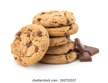 Fresh Chocolate Cookies Isolated On White Background