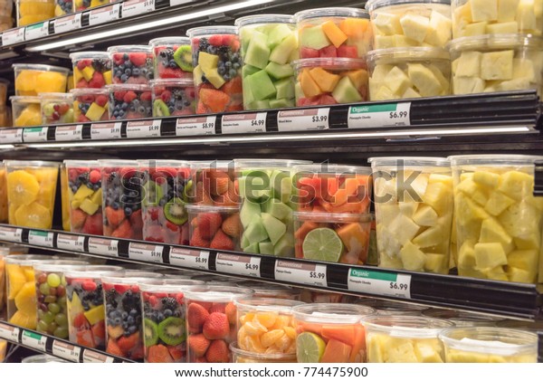 Fresh Chopped Chunks Fruit Plastic Box Stock Photo (Edit Now) 774475900