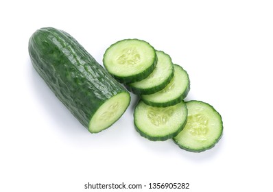 Fresh Chopped Cucumber Isolated On White