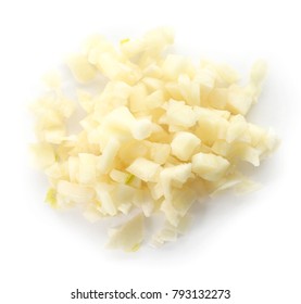 Fresh Chopped Garlic On White Background