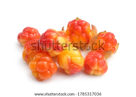 Fresh cloudberries on white background