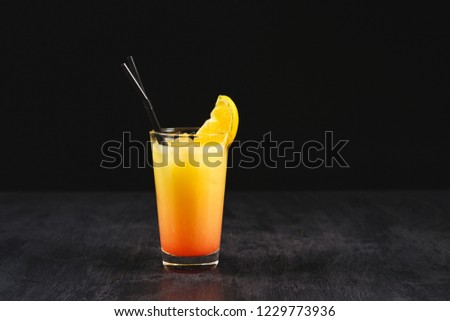 Fresh cocktail on a black background. Alcoholic and Fruit Non-alcoholic cocktails. 