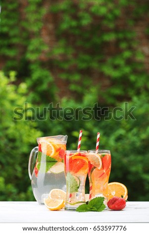 Similar – Infused fruit water cocktails and green vegetable smoothies