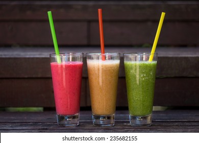 fresh cocktail variations in long glass. Horizontal image.