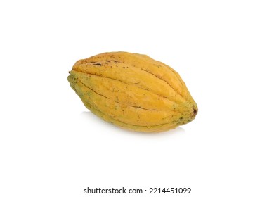 Fresh Cocoa Fruit Isolated On White Background.