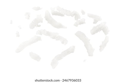 Fresh coconut flakes on white background, top view. Close up - Powered by Shutterstock