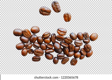 Fresh Coffee Beans Transparent With Clipping Path