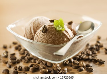 fresh coffee ice cream close up shoot