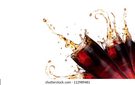 Fresh Coke Background With Splash Isolated On A White