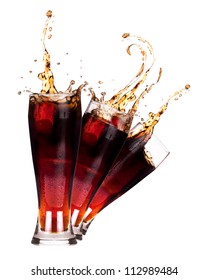 Fresh Coke Background With Splash Isolated On A White