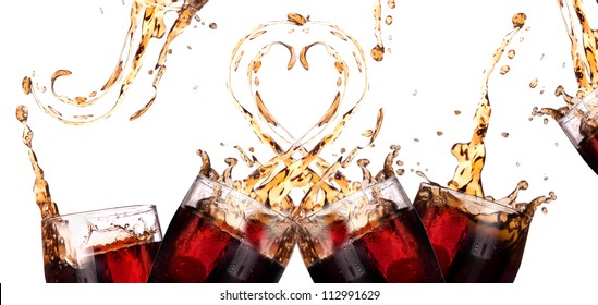 Fresh Coke Background With Splash Isolated On A White