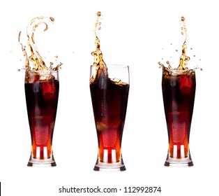 Fresh Coke Background With Splash Isolated On A White