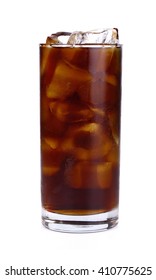 Fresh Coke In Glass Isolated On A White Background.