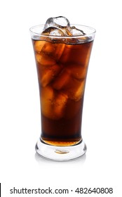 Fresh Coke In Glass Isolated On A White