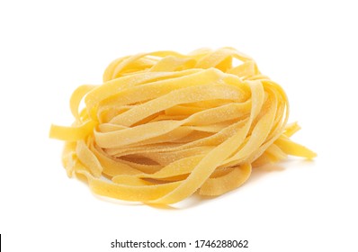 Fresh Colored Egg Pappardelle Pasta Isolated On A White Background