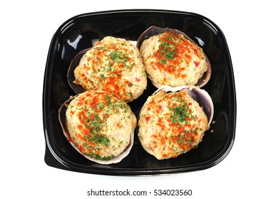 Fresh Cooked Stuffed Clam In Black Tray