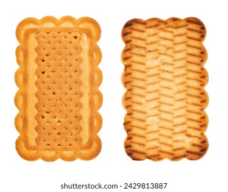 Fresh cookies rectangular shape isolated on white background. File contains clipping path. Full depth of field.