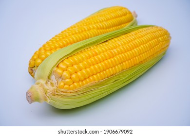 Fresh Corn Or Maize Isolated In White Background