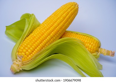 Fresh Corn Or Maize Isolated In White Background