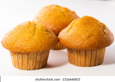 Fresh Corn Muffins On White Background