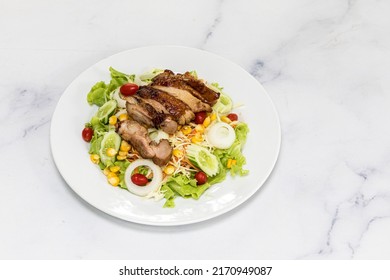 Fresh Corn Salad Bowl And Meat