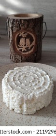 Fresh Cow's Milk Cheese With Wooden Candle Holder