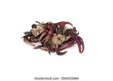 Fresh Crab Claws Isolated On White Background. Crab Meat Can Be Cooked In A Variety Of Menus Such As Chili Paste, Kang Om, Stir-fried Curry Powder.Freshwater Crab