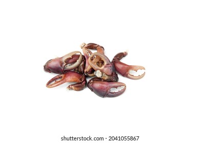 Fresh Crab Claws Isolated On White Background. Crab Meat Can Be Cooked In A Variety Of Menus Such As Chili Paste, Kang Om, Stir-fried Curry Powder.Freshwater Crab