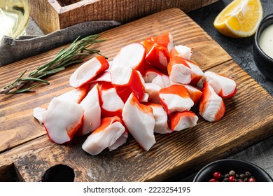 Fresh Crab Meat Stick Surimi  Set, On Gray Background