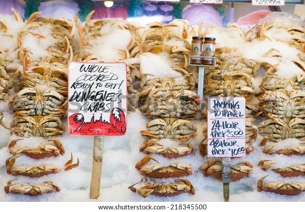 Fresh crab at Pikes Place Fish Market,\
Seattle, Washington
