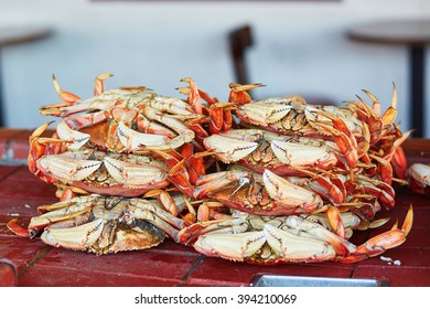 Fresh Crabs In One Of Seafood Restaurants At Fishermen Wharf In San Francisco, California, USA